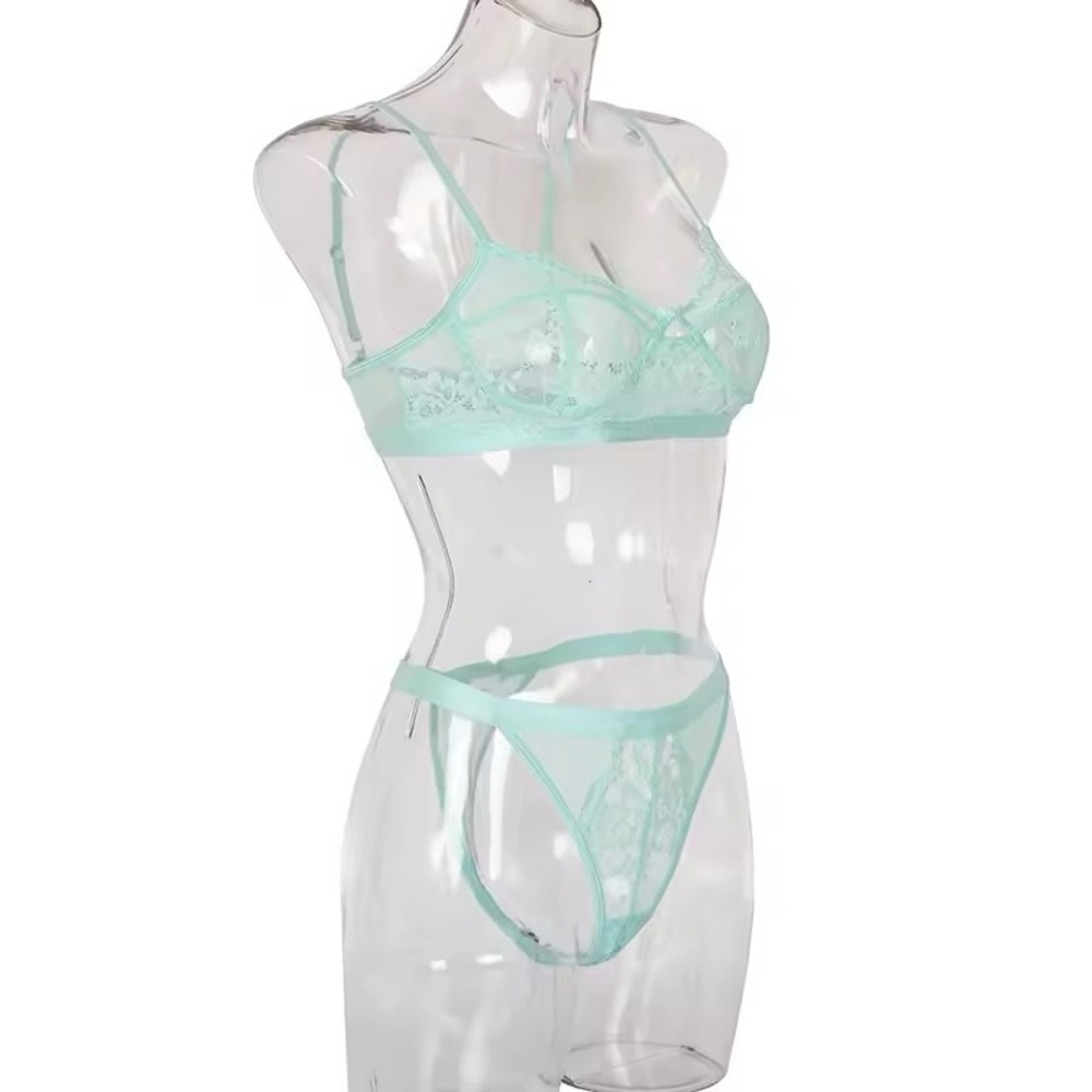Mint Green Lace Everyday Bra + Panty Lingerie Set - Picture 4 of 8